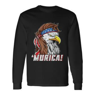 4Th Of July Eagle Mullet Murica American Flag Usa Merica Long Sleeve T-Shirt - Monsterry UK