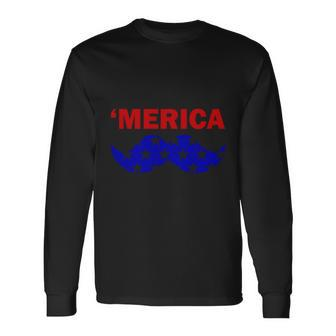 4Th Of July Merica Bearded American Flag Long Sleeve T-Shirt - Monsterry