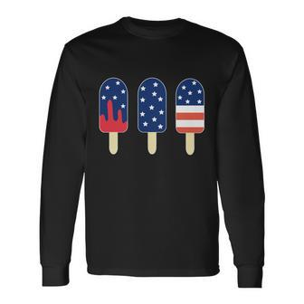 4Th Of July Popsicle Red White Blue American Flag Long Sleeve T-Shirt - Monsterry