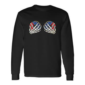4Th Of July Skeleton Patriotic Long Sleeve T-Shirt - Monsterry