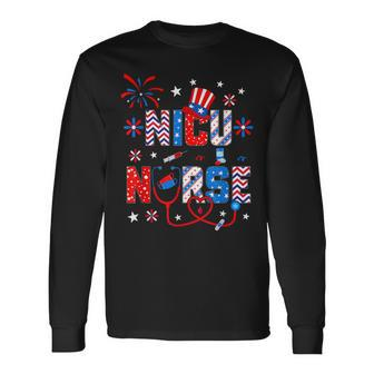 4Th Of July For Women Stethoscope Patriotic Nicu Nurse Long Sleeve T-Shirt - Seseable
