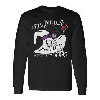 51 Nurse 49 Witch Halloween Speelbind Nurse Long Sleeve T-Shirt - Seseable