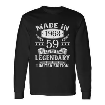 59 Years Old Made In 1963 Shirt 59Th Birthday Long Sleeve T-Shirt - Thegiftio UK