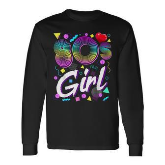 80S Girl Birthday Party Costume Retro Vintage Women V2 Long Sleeve T-Shirt - Seseable