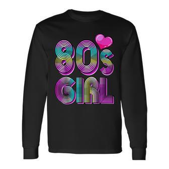 80S Girl Birthday Party Costume Retro Vintage Women V2 Long Sleeve T-Shirt - Seseable