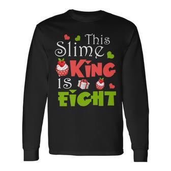 8Th Birthday Slime King 8 Year Old Boys Party Long Sleeve T-Shirt - Thegiftio UK