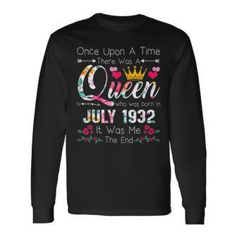 90 Years Birthday Girls 90Th Birthday Queen July 1932 Long Sleeve T-Shirt - Seseable