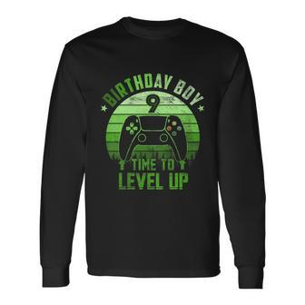 9Th Birthday Boy Time To Level Up 9 Years Old Boys Cool Long Sleeve T-Shirt - Monsterry CA