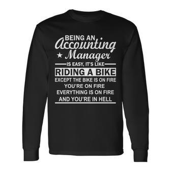 Being An Accounting Manager Riding A Bike In Hell Long Sleeve T-Shirt - Monsterry UK