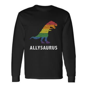 Ally Lgbt Pride Allysaurus Dinosaur Tshirt Long Sleeve T-Shirt - Monsterry