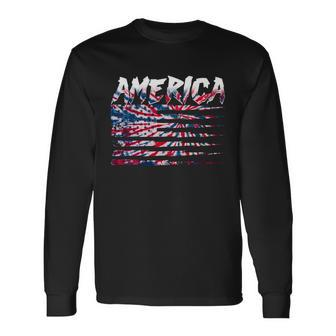 America Lightning Bolt Usa Tie Dye Flag Long Sleeve T-Shirt - Thegiftio UK