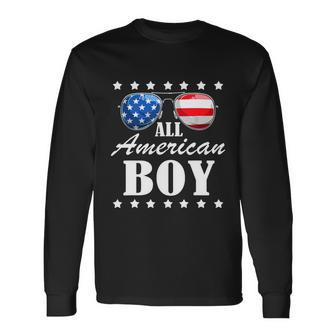 All American Boy Us Flag Sunglasses For Matching 4Th Of July Long Sleeve T-Shirt - Monsterry AU