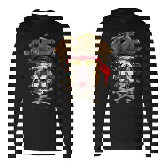 American Bulldog Pirate Jolly Roger Crossbones Dog Lover Men Women Long Sleeve T-Shirt T-shirt Graphic Print - Thegiftio