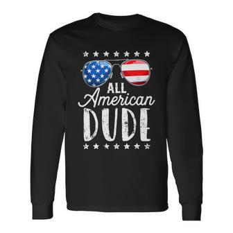 All American Dude 4Th Of July Boys Sunglasses Long Sleeve T-Shirt - Monsterry AU