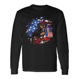 American Flag Dachshund Dog Cool Long Sleeve T-Shirt - Monsterry UK