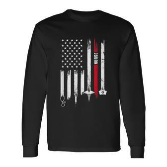 American Flag Nurse Day Idea Long Sleeve T-Shirt - Monsterry DE