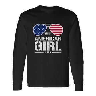 All American Girl 4Th Of July Independence Long Sleeve T-Shirt - Monsterry