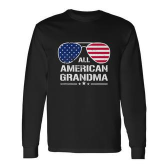 All American Grandma American Flag Patriotic Long Sleeve T-Shirt - Monsterry