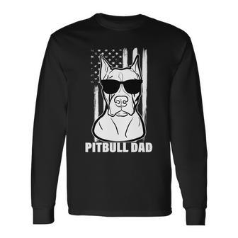 American Pitbull Dad Tshirt Long Sleeve T-Shirt - Monsterry