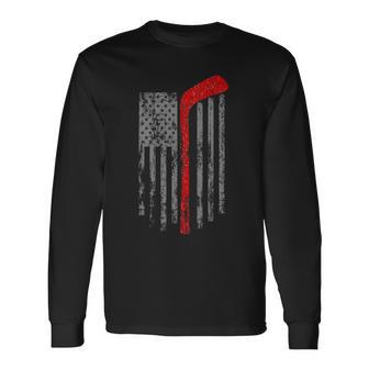 American Team Hockey Usa Flag Long Sleeve T-Shirt - Monsterry