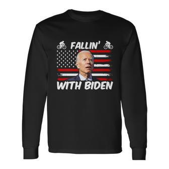 Anti Biden Fallin With Biden Bike Meme Long Sleeve T-Shirt - Monsterry