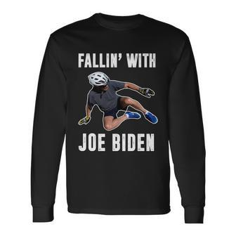 Anti Biden Fallin With Joe Biden Bicycle Long Sleeve T-Shirt - Monsterry