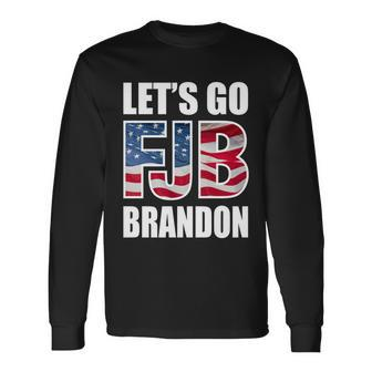 Anti Biden Fjb Lets Go Brandon Fjb Flag Image Apparel Long Sleeve T-Shirt - Monsterry