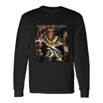 Anti Joe Biden Ultra Maga The Return Of The Great Maga King Long Sleeve T-Shirt - Thegiftio UK