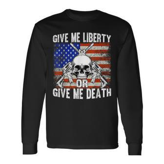 Ar-15 Give Me Liberty Or Give Me Death Skull Ar15 Rifle Long Sleeve T-Shirt - Seseable