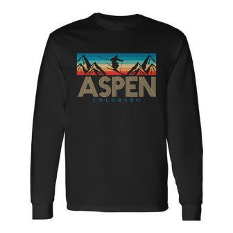 Aspen Colorado Ski Sunset Mountain Long Sleeve T-Shirt - Monsterry