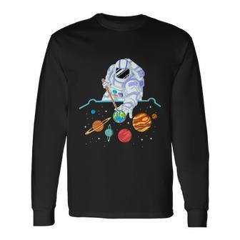 Astronaut Playing Biliard Long Sleeve T-Shirt - Monsterry DE