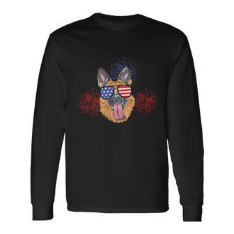 Australian Cattle Dog Heeler American Flag Plus Size Shirt For Long Sleeve T-Shirt - Monsterry DE