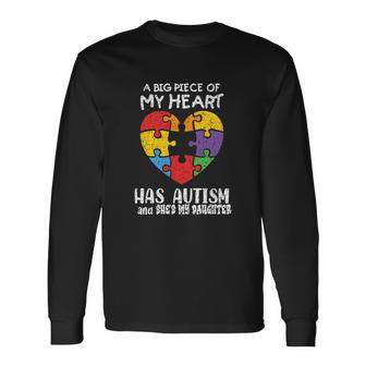 Autism Awareness Dad Mom Daughter Autistic Awareness Long Sleeve T-Shirt - Monsterry