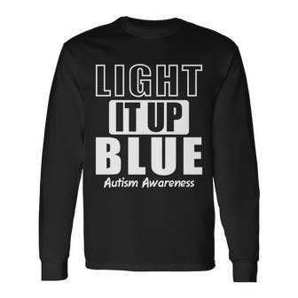 Autism Awareness Light It Up Blue Text Logo Long Sleeve T-Shirt - Monsterry