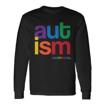 Autism Awareness Rainbow Letters Tshirt Long Sleeve T-Shirt - Monsterry