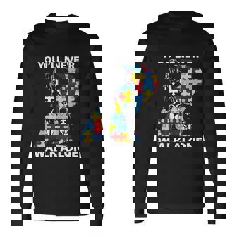 Autism Mom Youll Never Walk Alone Support Autism Son Long Sleeve T-Shirt - Monsterry