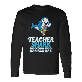 Autism Teacher Shark Long Sleeve T-Shirt - Thegiftio UK