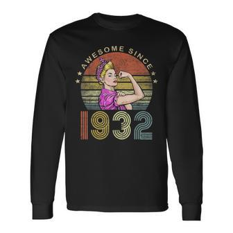 Awesome Since 1932 Vintage 1932 90Th Birthday 90 Years Old Long Sleeve T-Shirt - Seseable