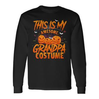 This Is My Awesome Halloween Grandpa Costume Pumkin Men Women Long Sleeve T-Shirt T-shirt Graphic Print - Thegiftio UK