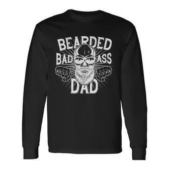 Badass Bearded Dad Tshirt Long Sleeve T-Shirt - Monsterry