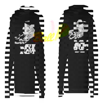Ball Mom Heart Baseball Fan Long Sleeve T-Shirt - Monsterry