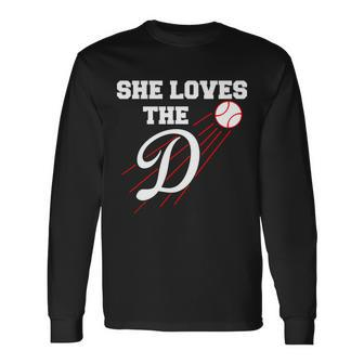 Baseball She Loves The D Los Angeles Tshirt Long Sleeve T-Shirt - Monsterry DE