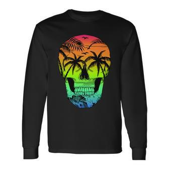 Beach Abstract Skull Long Sleeve T-Shirt - Monsterry