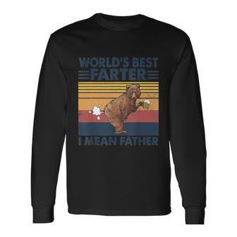 Bear Worlds Best Farter I Mean Father Vintage Retro Long Sleeve T-Shirt - Monsterry DE
