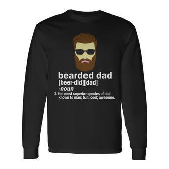 Bearded Dad Definition Tshirt Long Sleeve T-Shirt - Monsterry UK