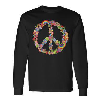 Beautiful Flower Peace Sign Long Sleeve T-Shirt - Monsterry