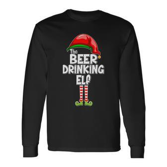 The Beer Drinking Elf Matching Christmas Tshirt Long Sleeve T-Shirt - Monsterry