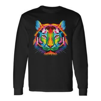 Bengal Tiger Pop Art Portrait For Tiger Lovers Men Women Long Sleeve T-Shirt T-shirt Graphic Print - Thegiftio UK