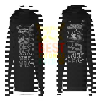 Best Cat Uncle Ever Vintage Cat Lover Cool Sunglasses Long Sleeve T-Shirt - Monsterry