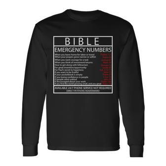 Bible Emergency Hotline Numbers Long Sleeve T-Shirt - Monsterry